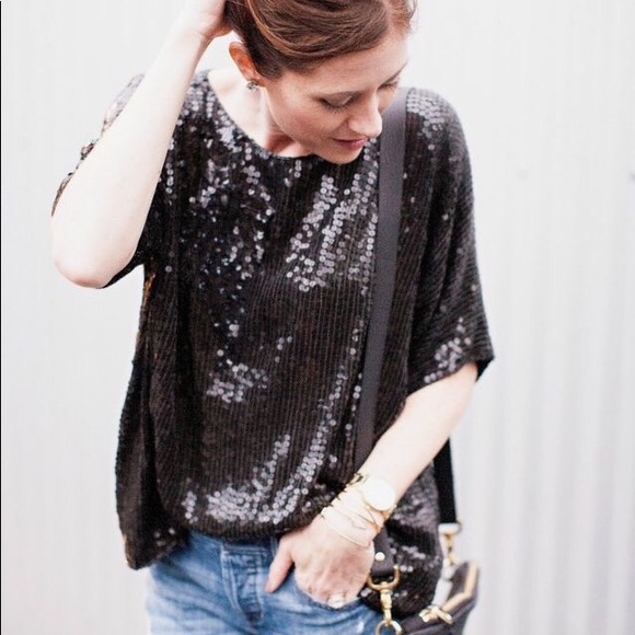 VINTAGE beautiful black sequin top - Picture 5 of 5